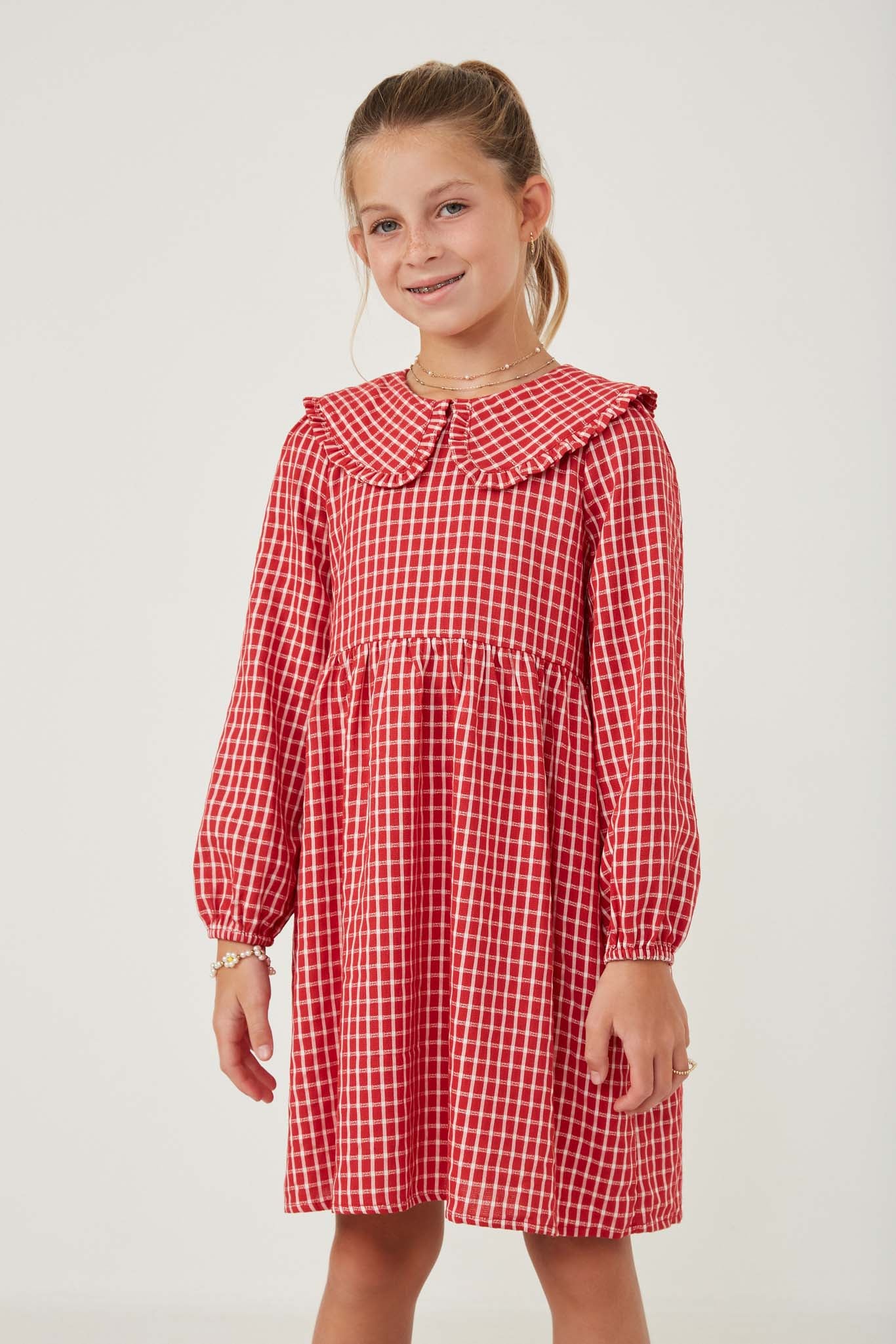 Ruffle Collared Long Sleeve Dress