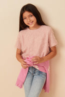 Girls Textured Stringy Short Sleeve Top Pose