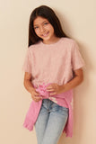 Girls Textured Stringy Short Sleeve Top Pose