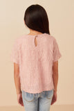 Girls Textured Stringy Short Sleeve Top Back