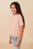 Girls Textured Stringy Short Sleeve Top Side
