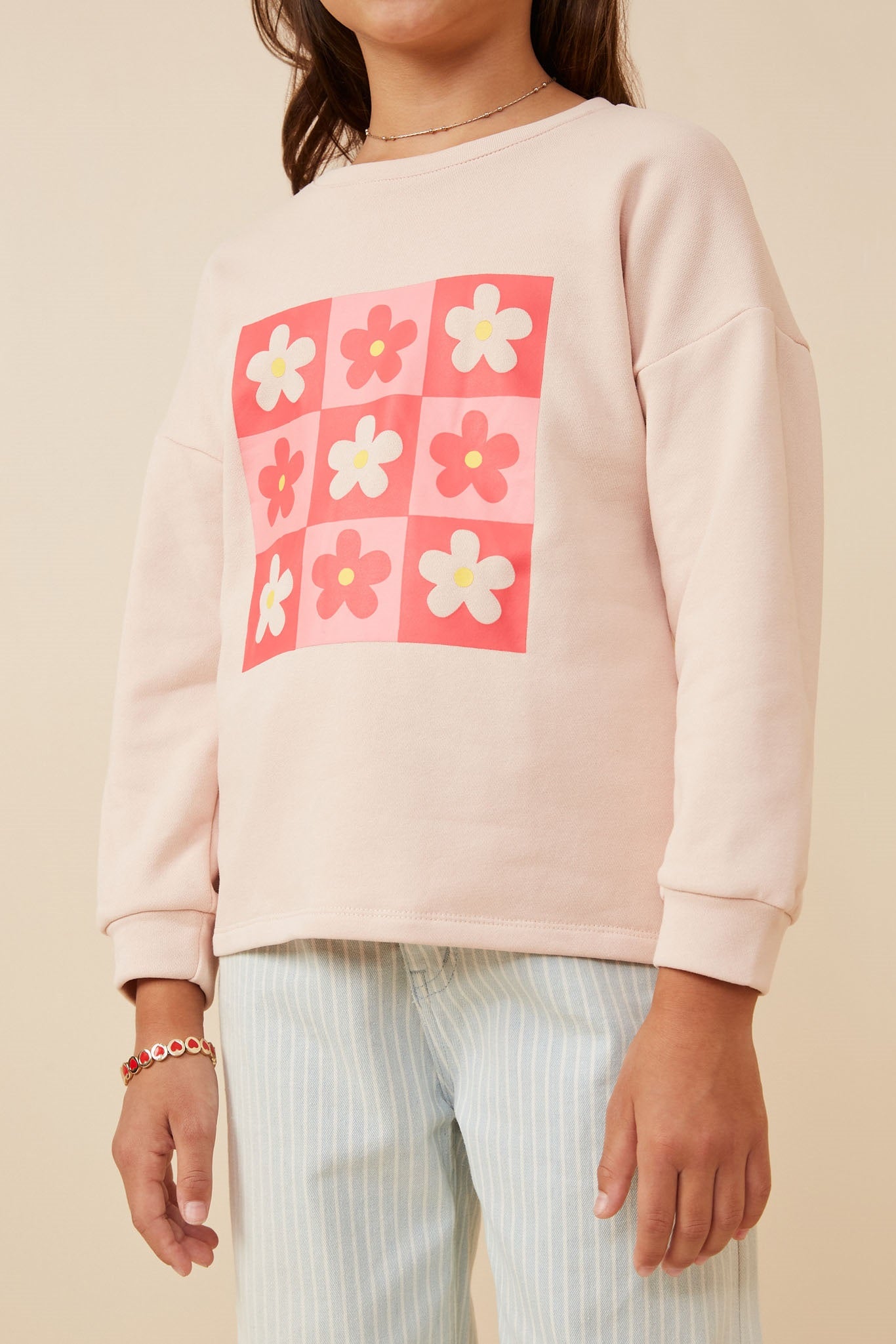 Floral Garden Print Long Sleeve French Terry Top