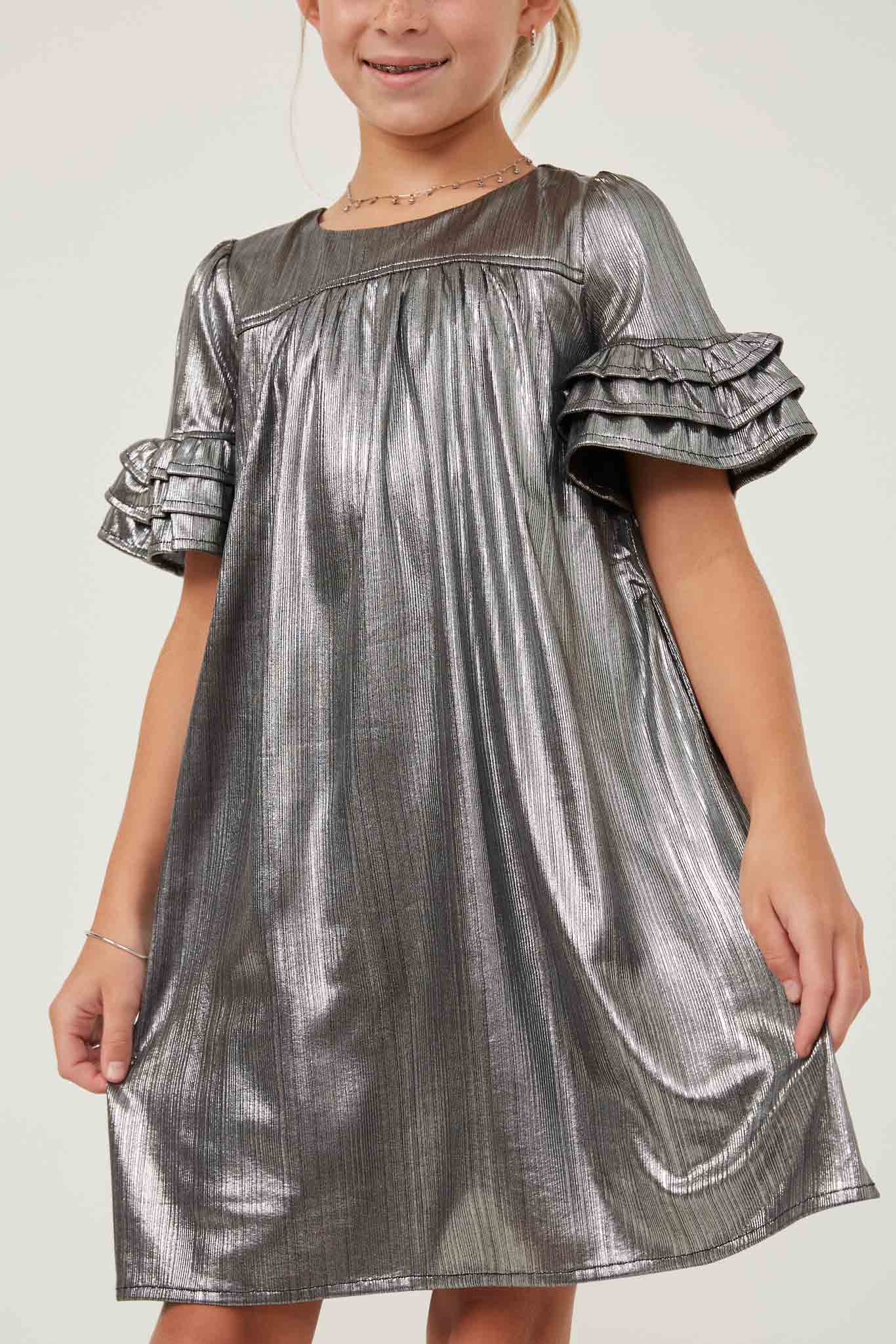 girls silver dress Silver Iridescent Girls Dresses