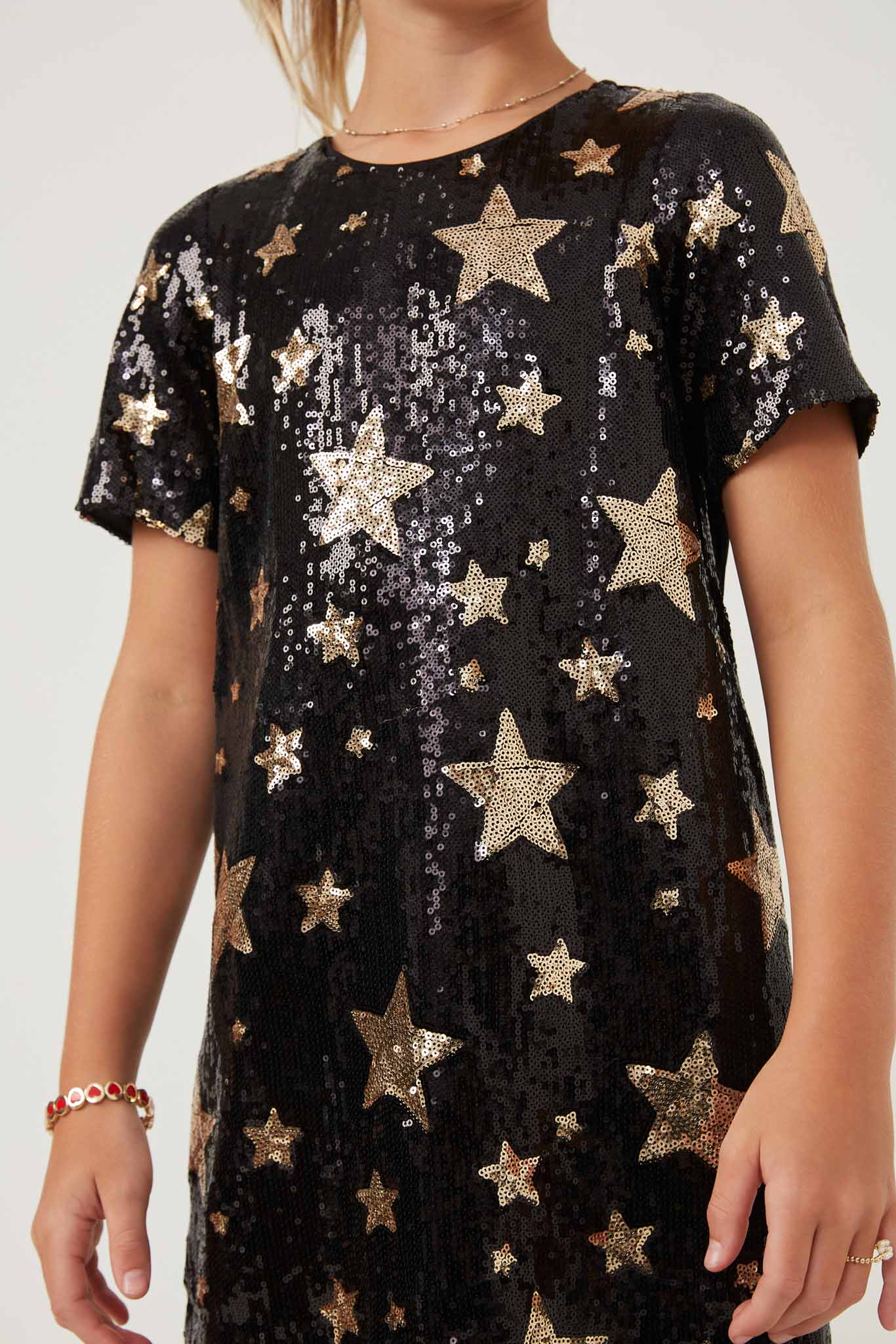 Sequined Star Pattern Shift Dress
