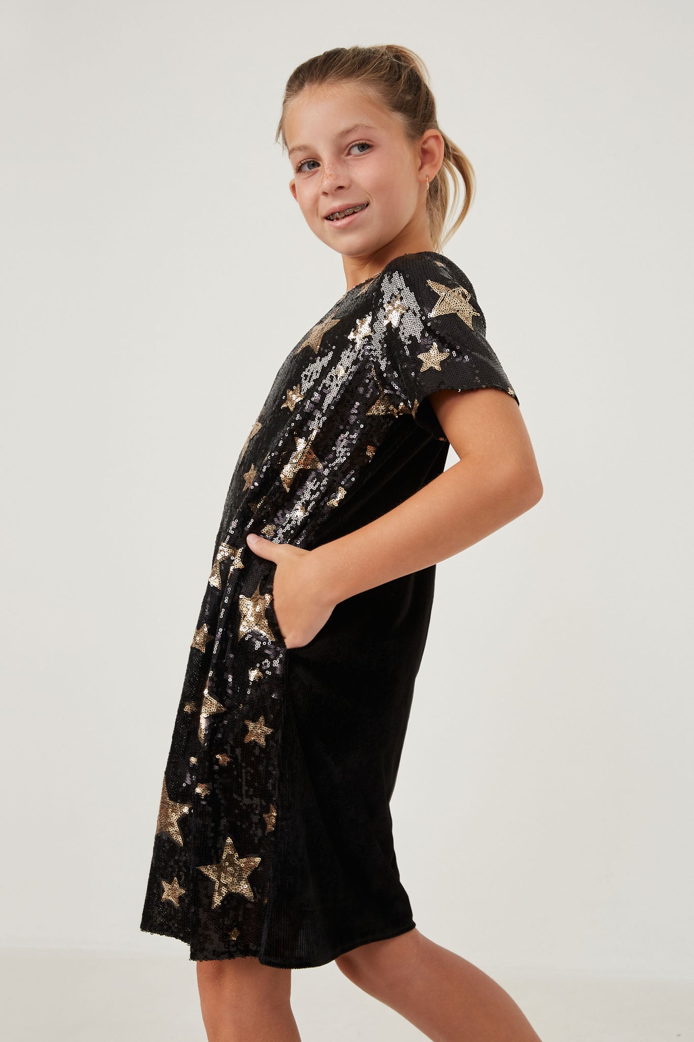 Star Pattern Dress for Girls | Cute Girls' Clothes Black / M Black *girl's Dresses Midi Dresses Hayden Girls Star Pattern Dress for Girls | Cute Girls' Clothes Black / M Black *girl's Dresses Midi Dresses Hayden Girls