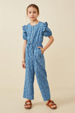 Ditsy Floral Chambray Buttoned Jumpsuit