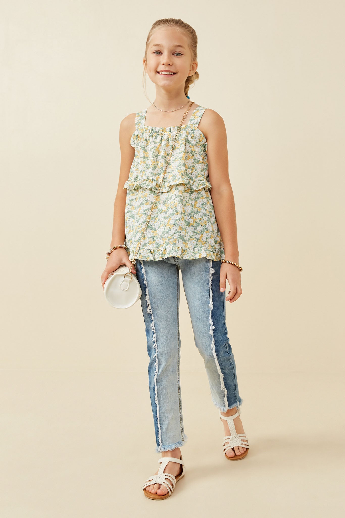 Ditsy Floral Ruffled Detail Tank