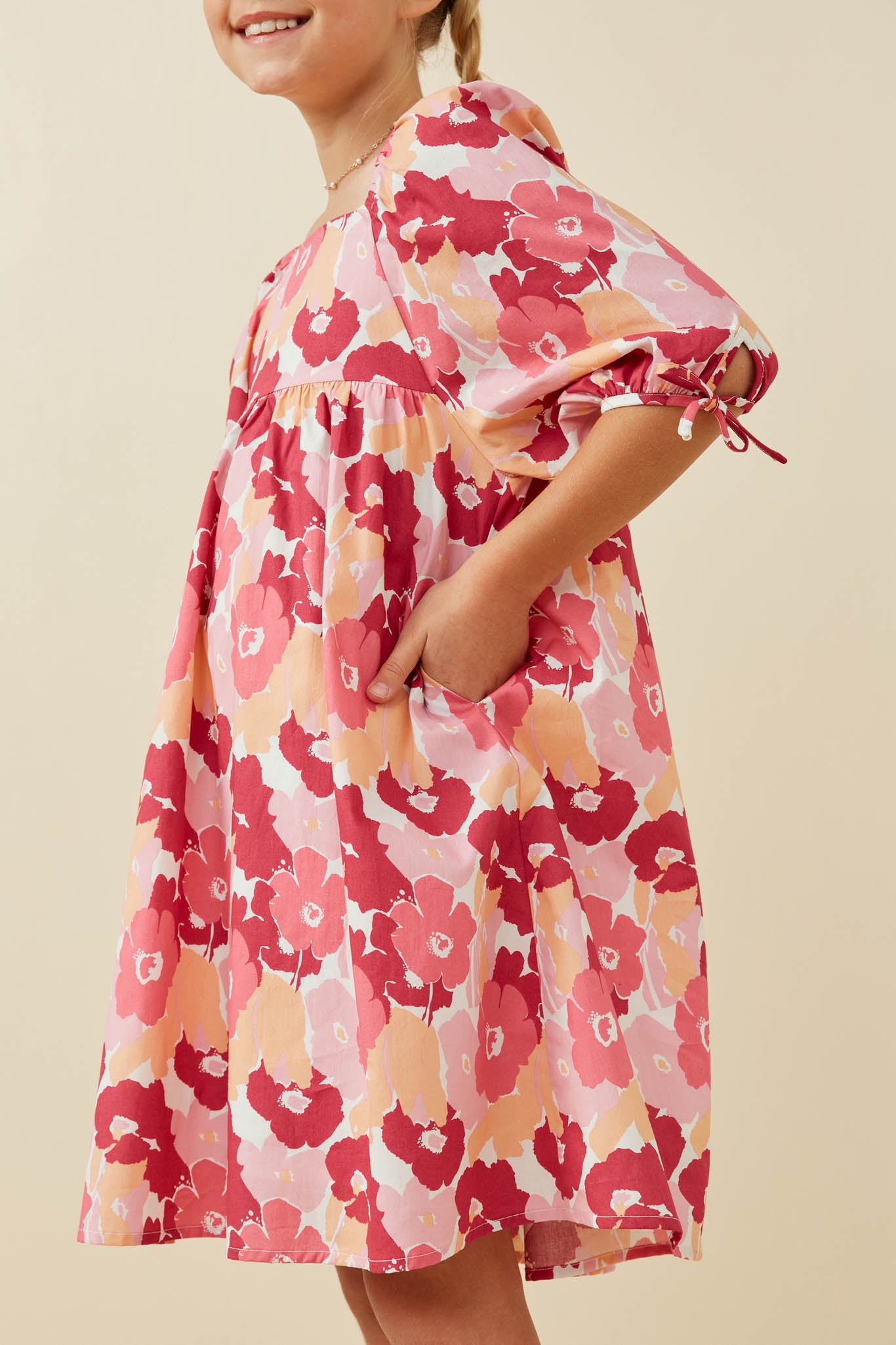 Girls Square Neck Long Sleeve Dresses