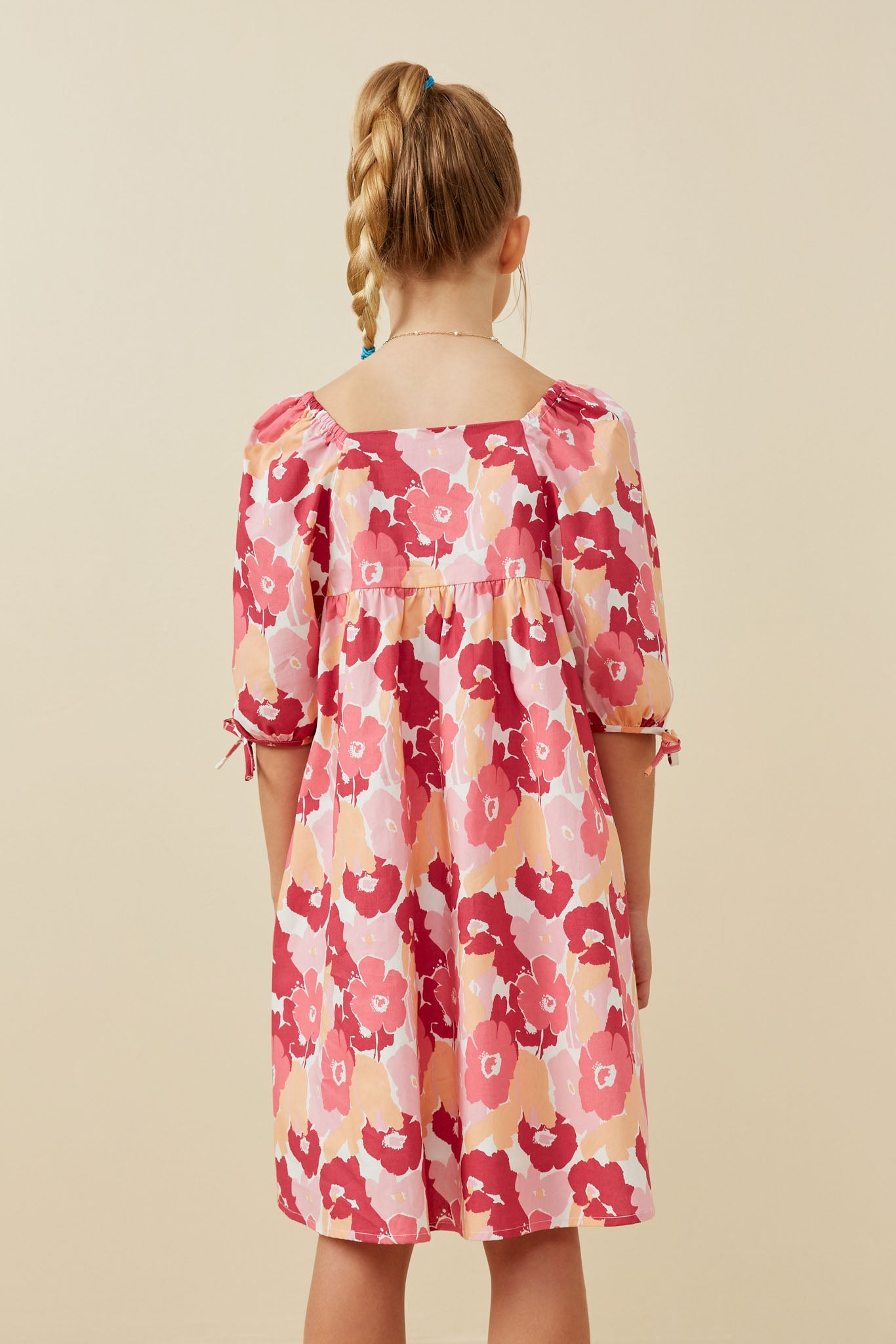 Girls Square Neck Long Sleeve Dresses
