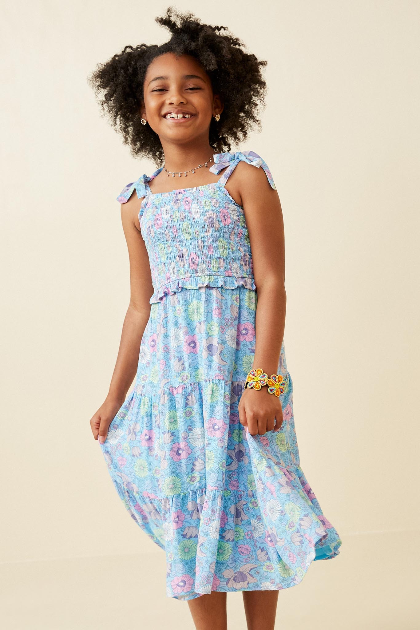Girls Floral Smocked Dress | Cute Girls' Clothes Blue / M Blue *Girl's Dresses Midi Dresses Hayden Girls Girls Floral Smocked Dress | Cute Girls' Clothes Blue / M Blue *Girl's Dresses Midi Dresses Hayden Girls