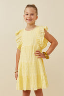 GY6456 Lemon Girls Shadow Texture Exaggerated Ruffle Dress Front