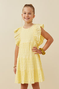 GY6456 Lemon Girls Shadow Texture Exaggerated Ruffle Dress Front