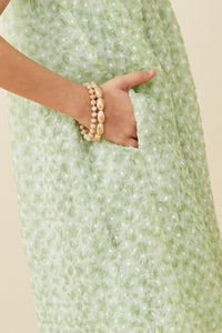 GY6459 Sage Girls Textured Swiss Dot Flutter Sleeve Dress Detail