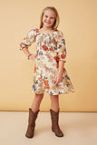 Textured Floral Smocked Square Neck Dress