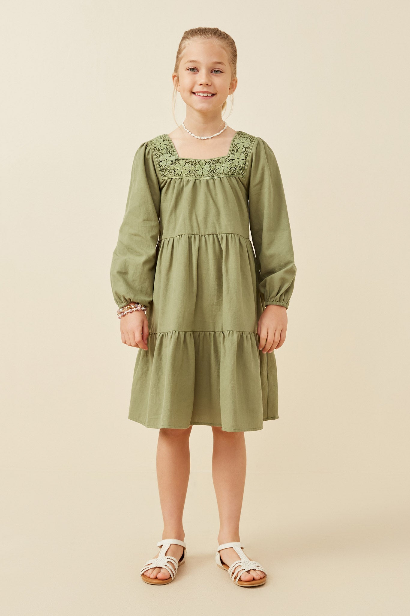 Girls Lace Square Neck Dress | Cute Girls' Clothes Olive / M Olive *Girl's Dresses Midi Dresses Hayden Girls Girls Lace Square Neck Dress | Cute Girls' Clothes Olive / M Olive *Girl's Dresses Midi Dresses Hayden Girls