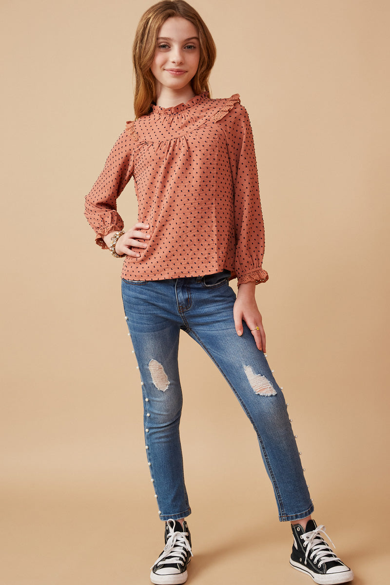 Girls Swiss Dot Long Sleeve Tops | Cute Girls' Clothes – Hayden Girls