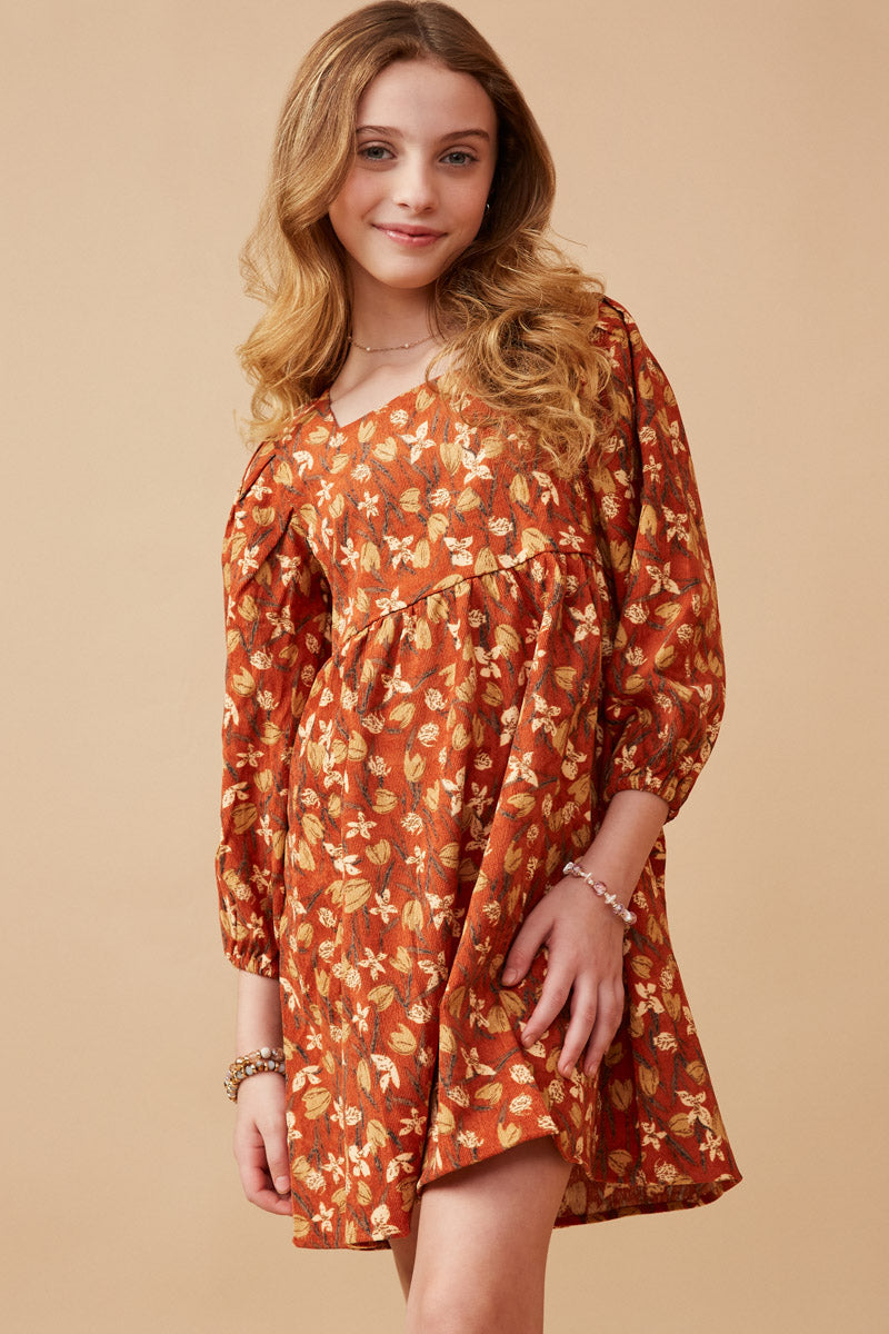 Girls Long Sleeve Floral Dresses