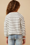GY6570 HEATHER GREY Girls Textured Stripe Drop Shoulder Cropped Knit Top Back