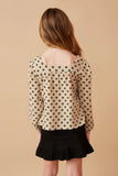 Girls Floral Print Textured Square Neck Top Back