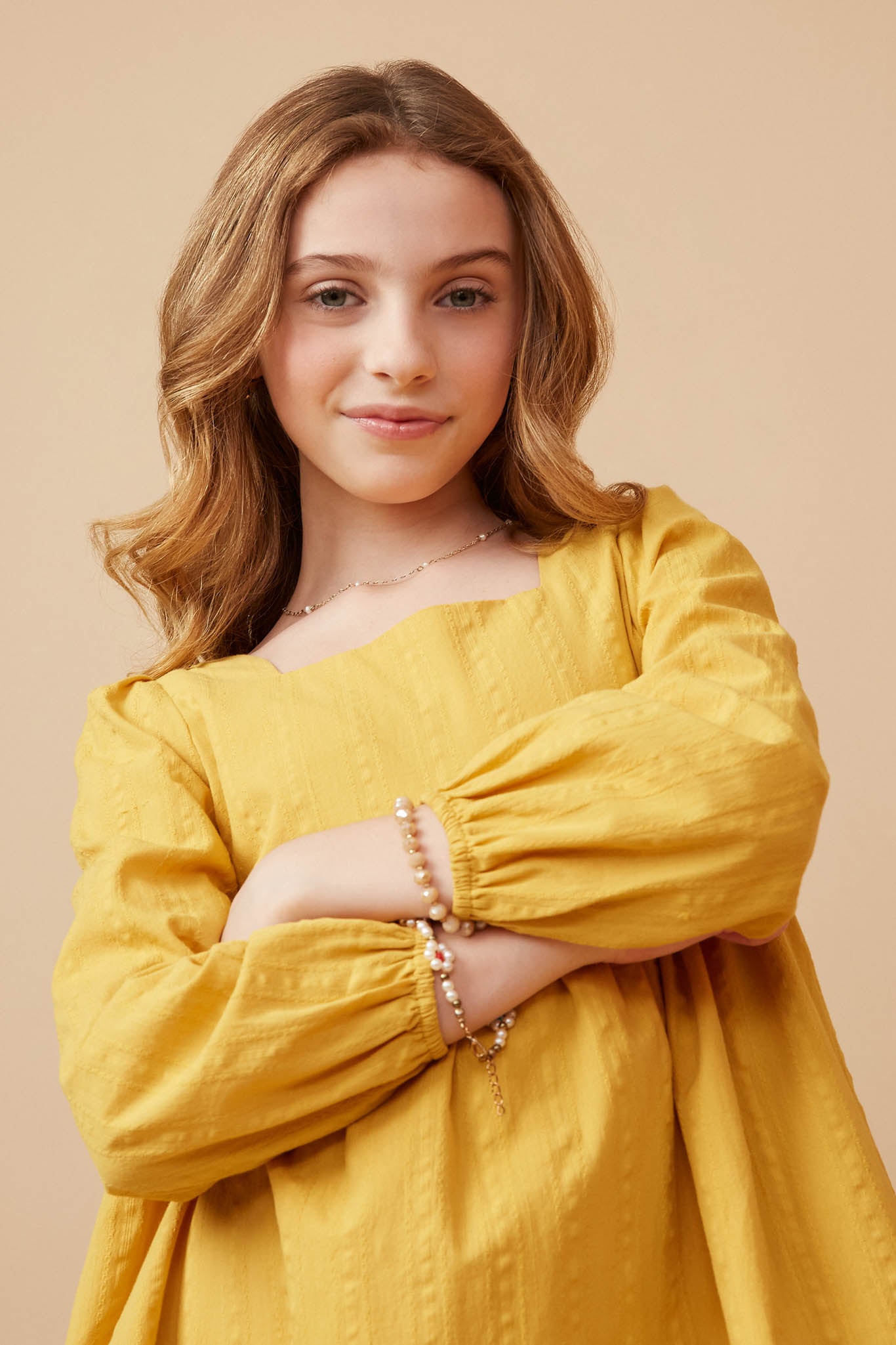 Girls Textured Long Sleeve Dress Girls Textured Long Sleeve Dress