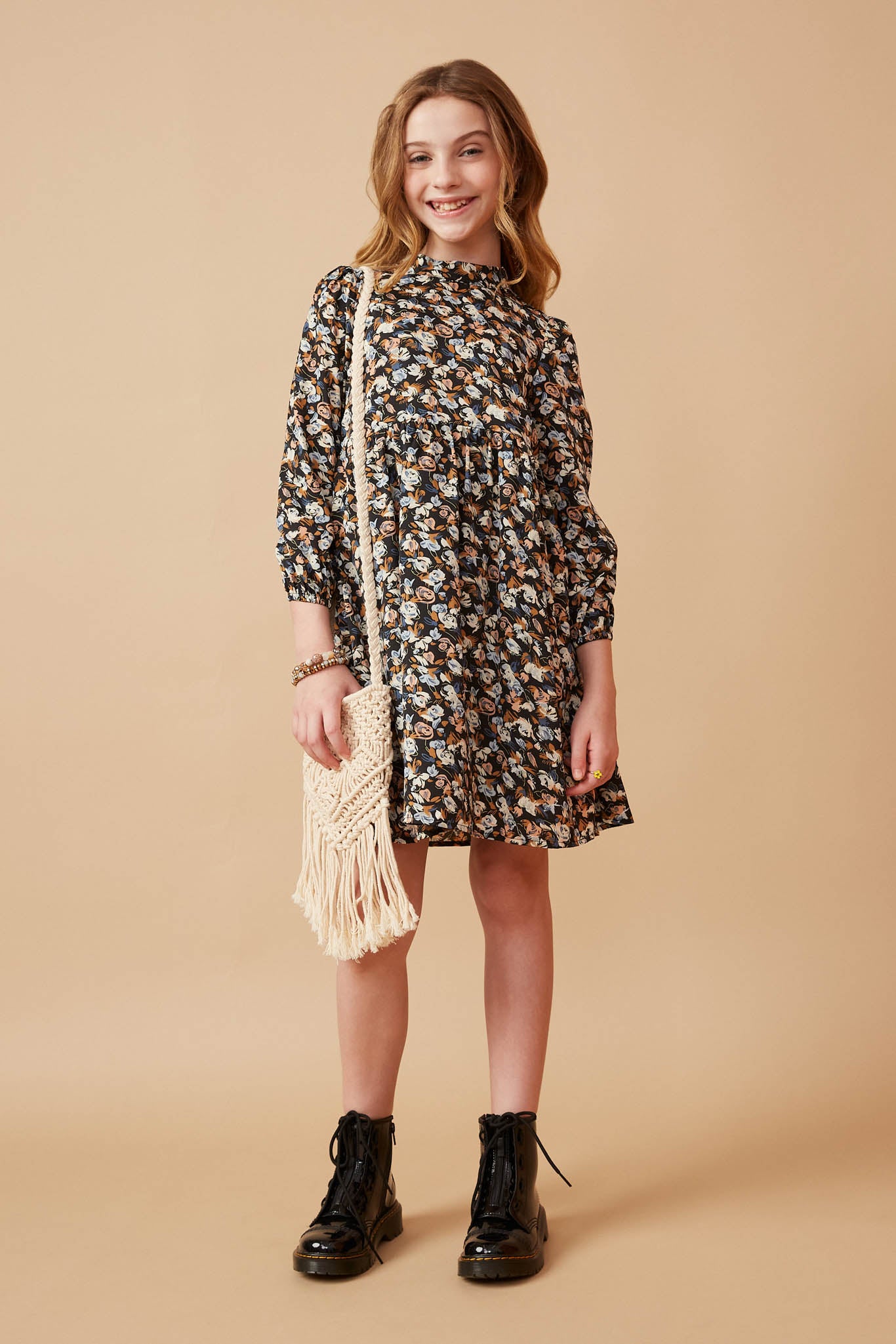 Ditsy Floral Banded Neck Dress