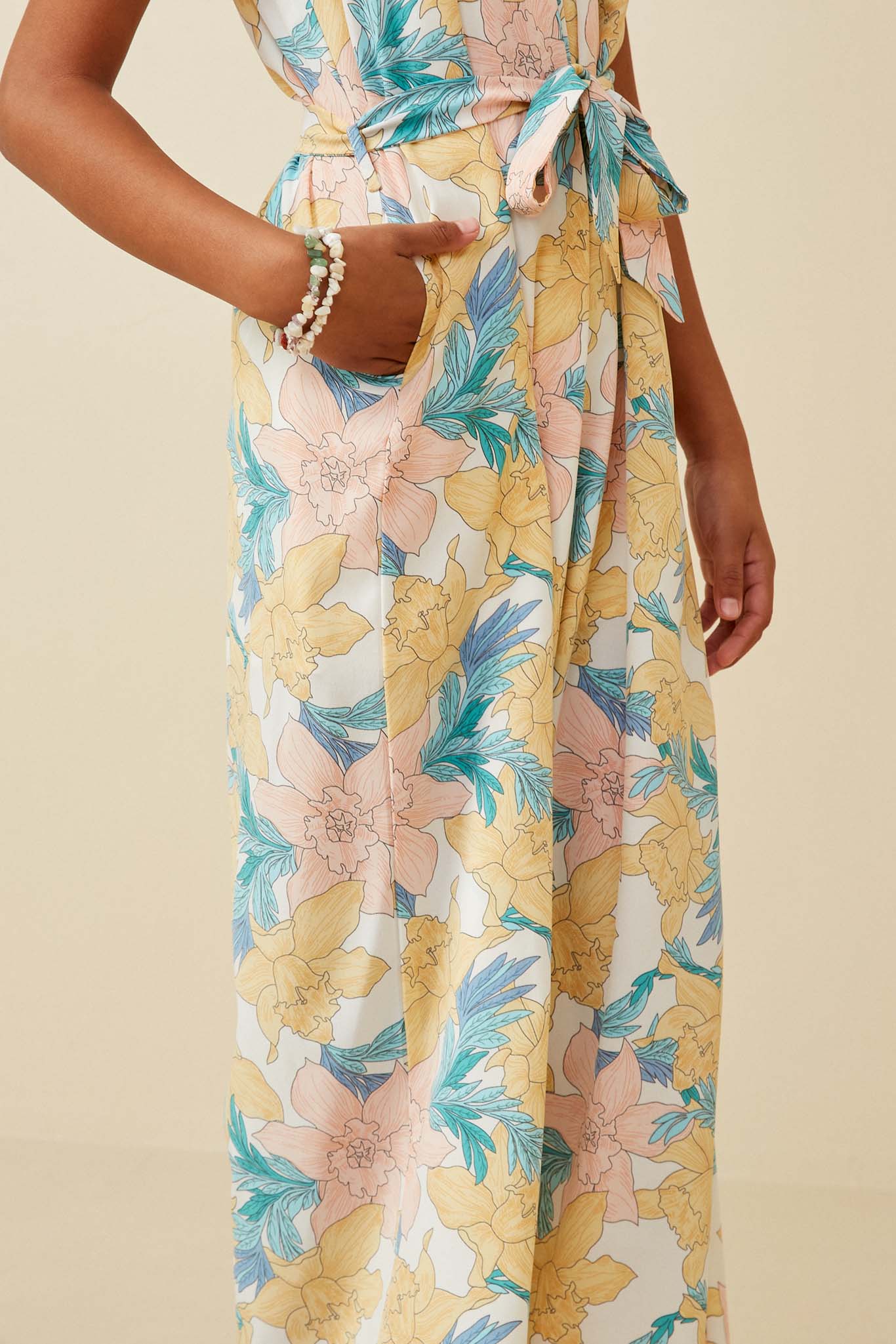 Romantic Floral Ruffle Detail Wideleg Jumpsuit