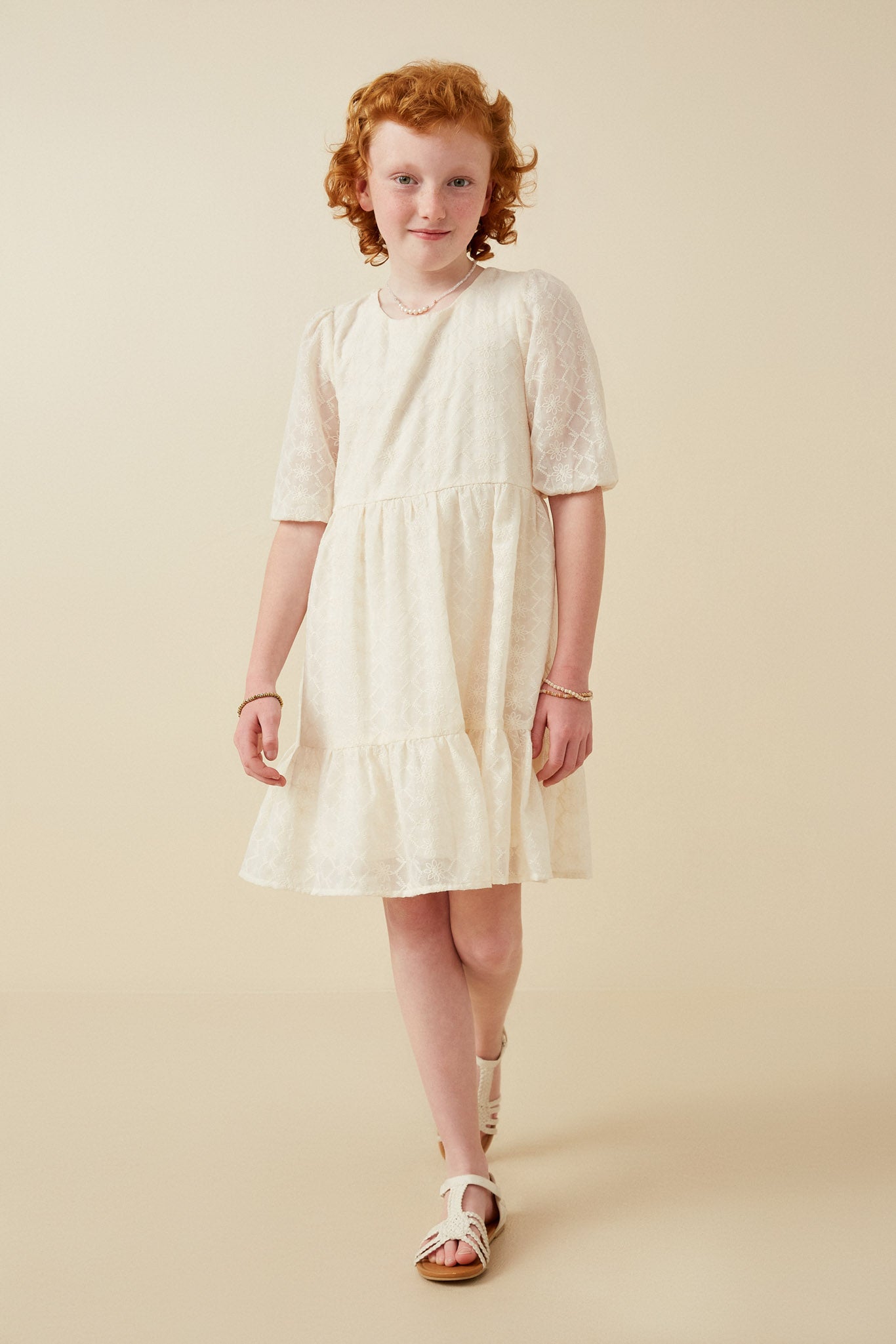 Crochet Detail Scoop Neck Tiered Dress