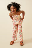 GY6680 BLUSH Girls Romantic Floral Smocked Wide leg Jumpsuit Front