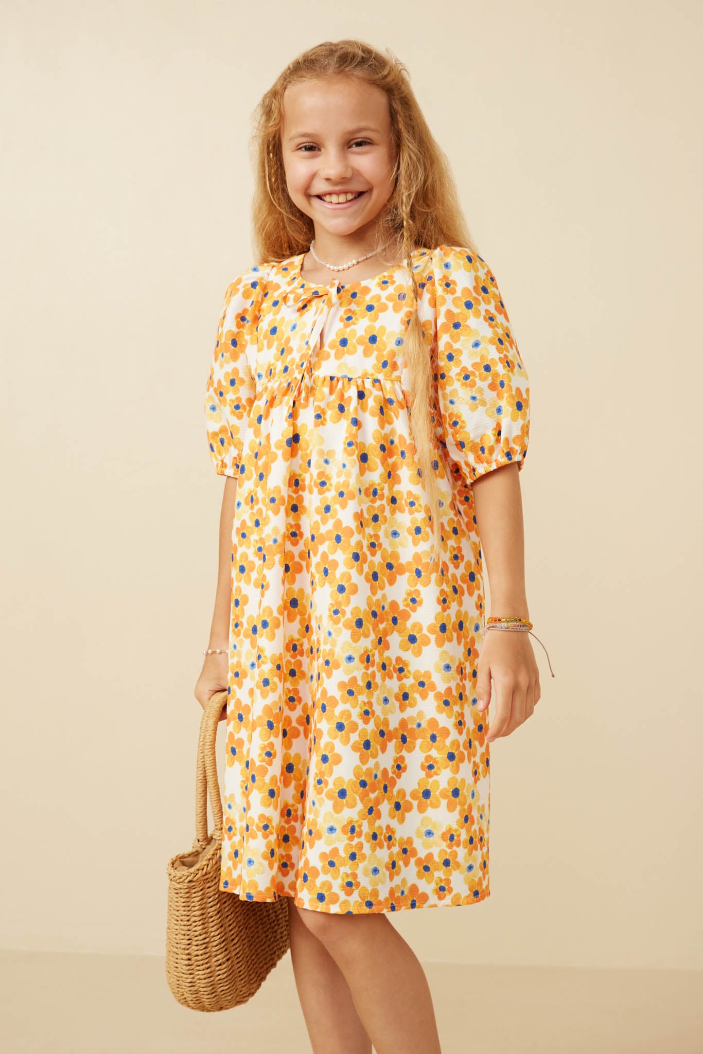 Girls Floral Short Sleeve Dress