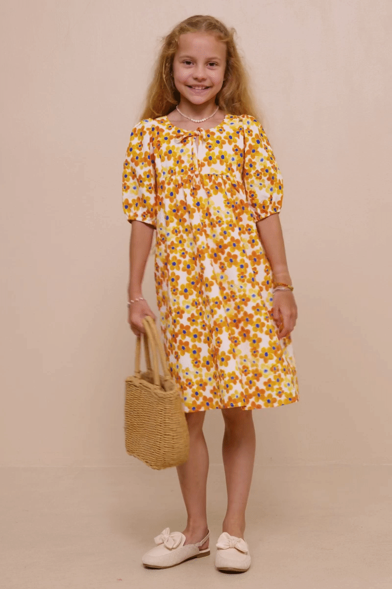 Floral Tie Detail Short Sleeve Dress