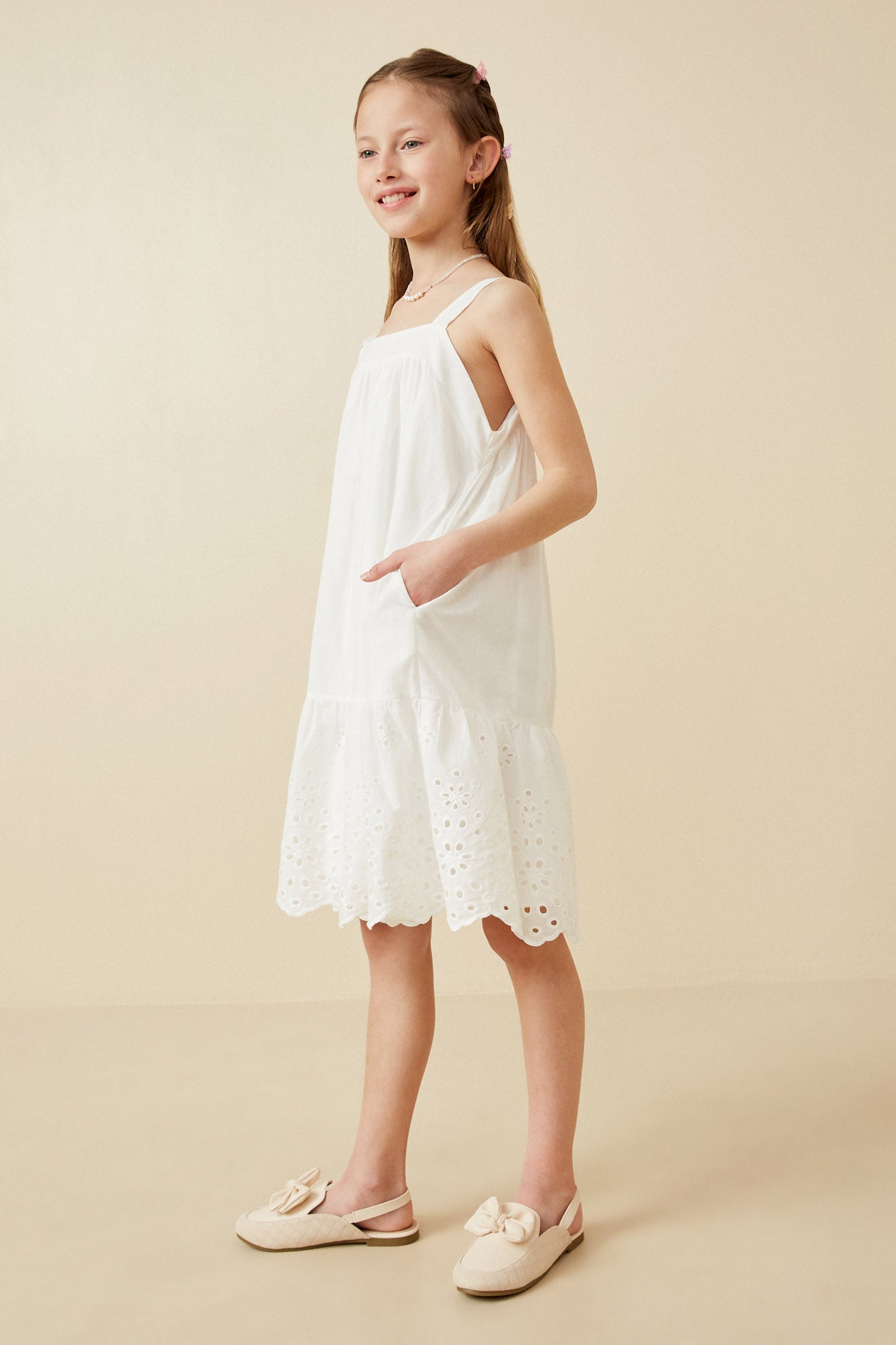 Scalloped Eyelet Hem Tank Dress