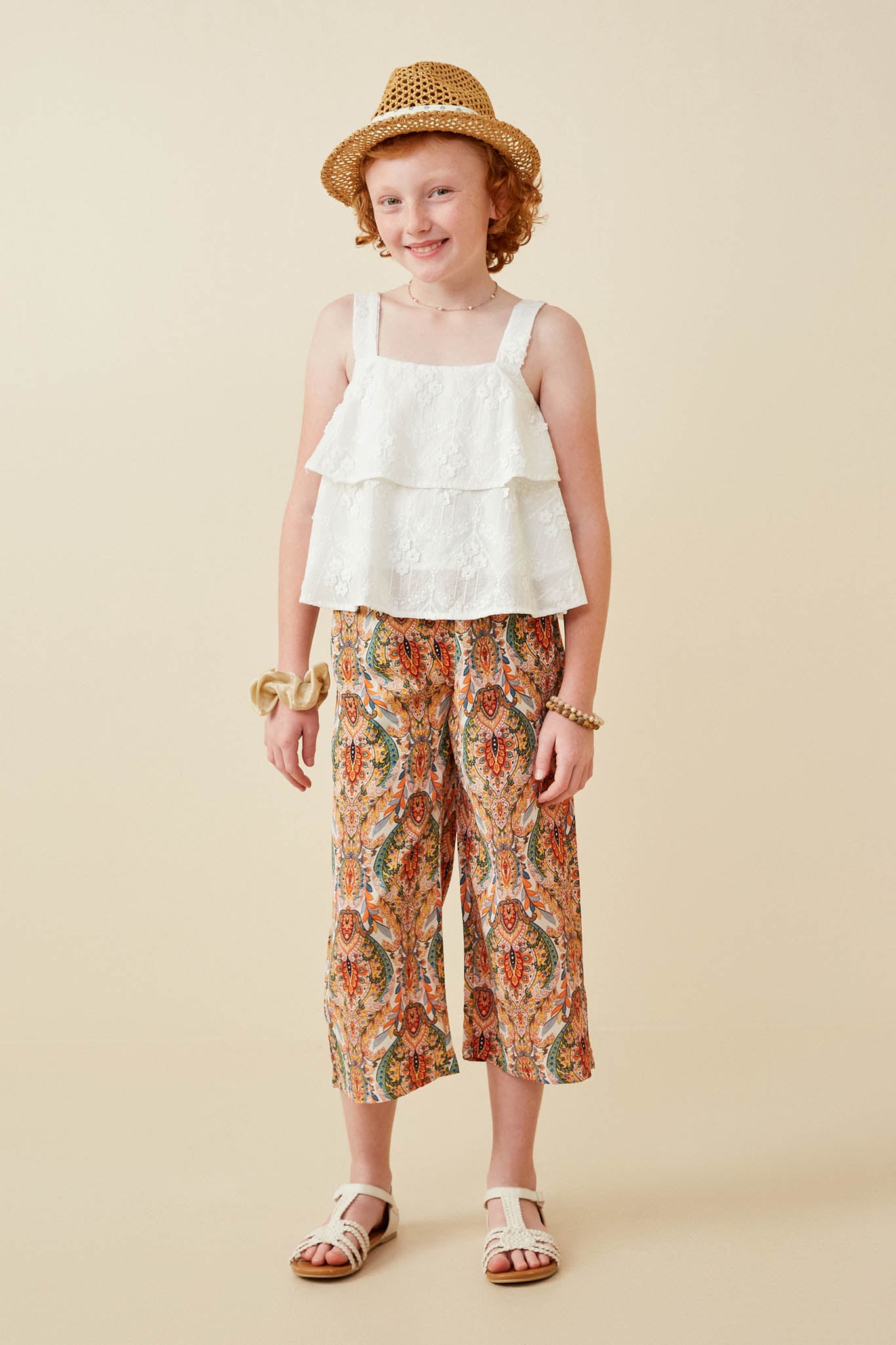 Floral Eyelet Tiered Tank