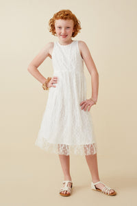 GY6695 Off White Girls Flocked Polka Dot Mesh Tank Dress Front