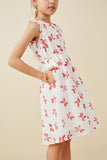 GY6698 Pink Girls Floral Print Ruffled Tank Dress Side