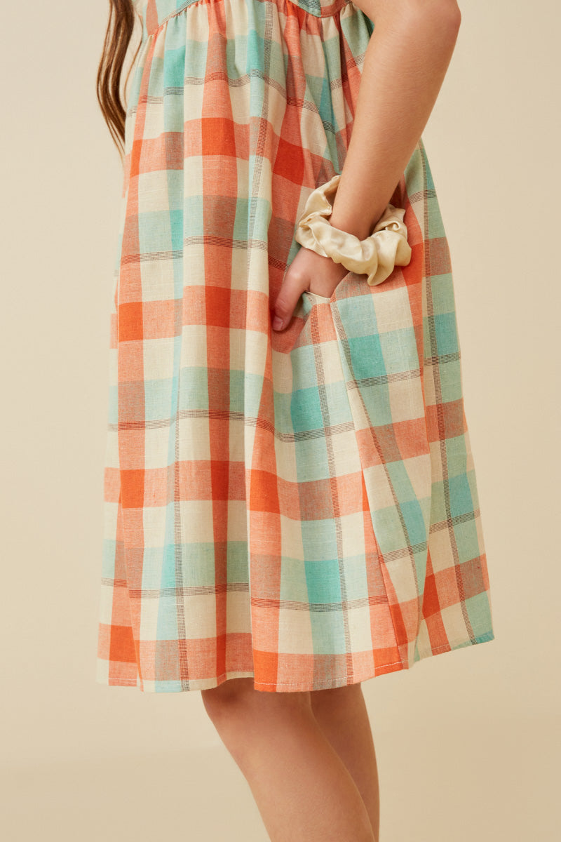 Checked Ruffle Strap Tank Shift Dress