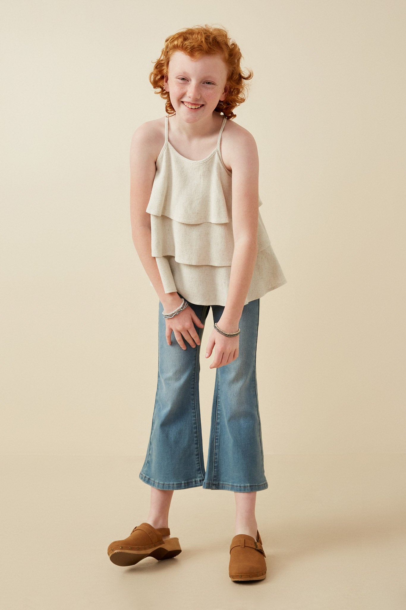 Linen Textured Tiered Tassel Tie Halter Top