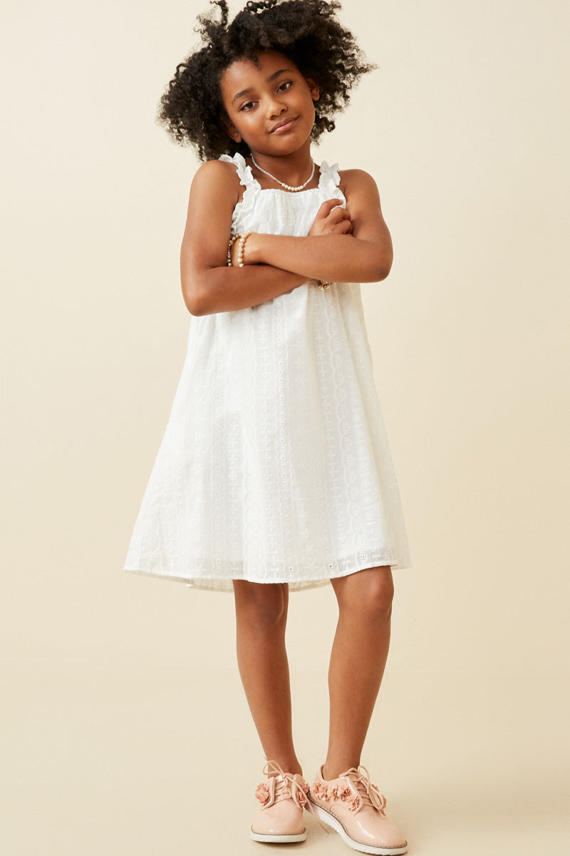 Floral Embroidered Eyelet Ruffle Strap Dress