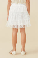 Girls Flocked Polka Dot Ruffled Mesh Skirt Back