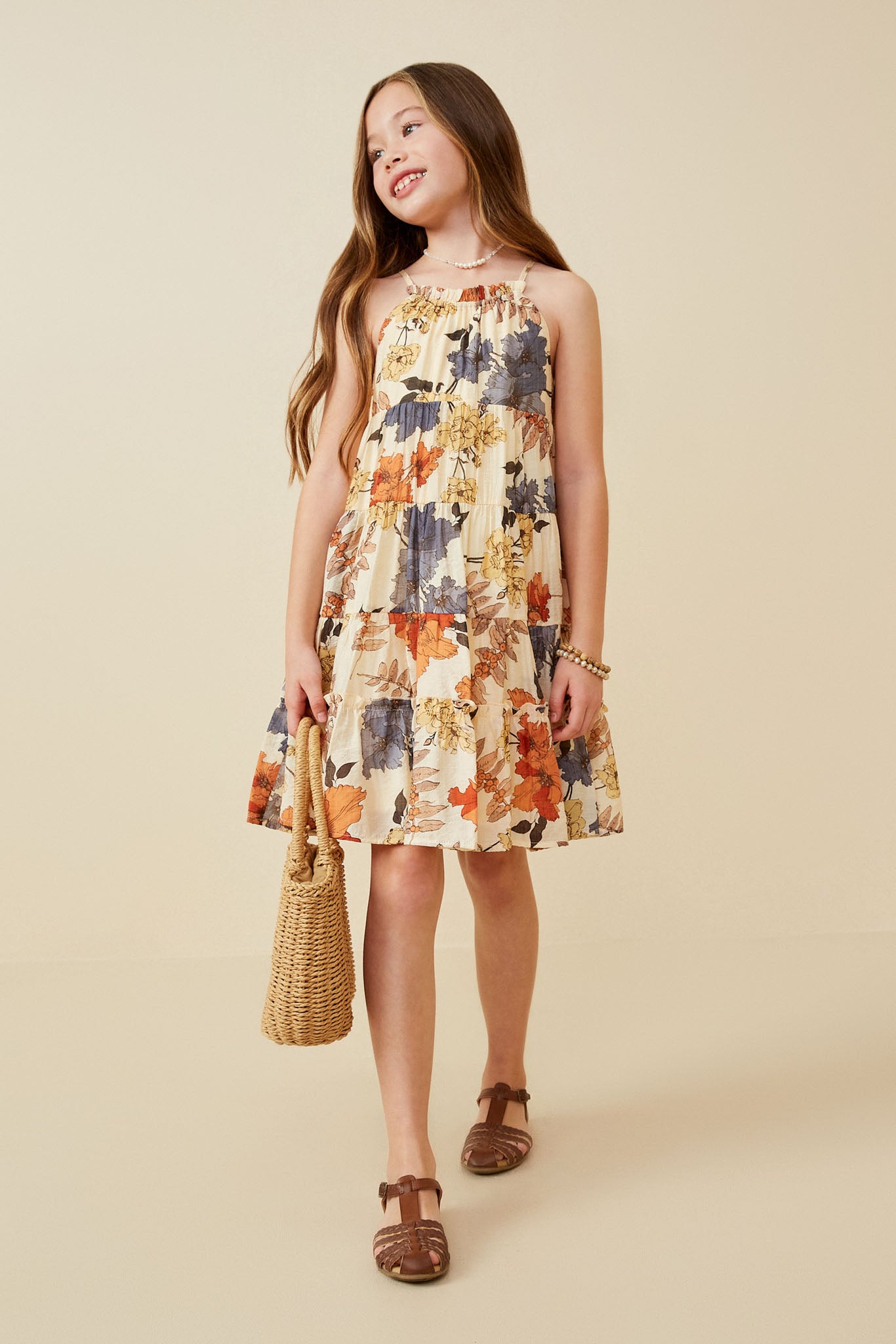 Textured Botanical Tiered Tank Dress