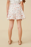 GY6837 Pink Girls Eyelet Embroidered Floral Elastic Waist Skirt Back