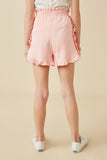 GY6846 Pink Girls Ruffle Trimmed Elastic Waist Soft Shorts Back