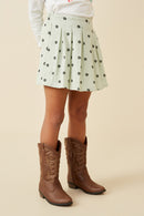 GY6877 Mint Girls Textured Floral Tennis Skort Side