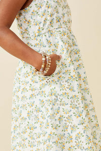 GY6887 Off White Girls Floral Printed Eyelet Tank Dress Detail