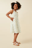 GY6887 Off White Girls Floral Printed Eyelet Tank Dress Side