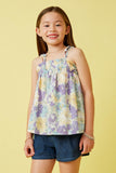 GY6904 Lavender Girls Soft Floral Ruffled Bodice Tank Front