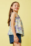 GY6904 Lavender Girls Soft Floral Ruffled Bodice Tank Side