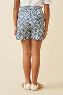 GY6917 Denim Girls Floral Chambray Smocked Cargo Shorts Back