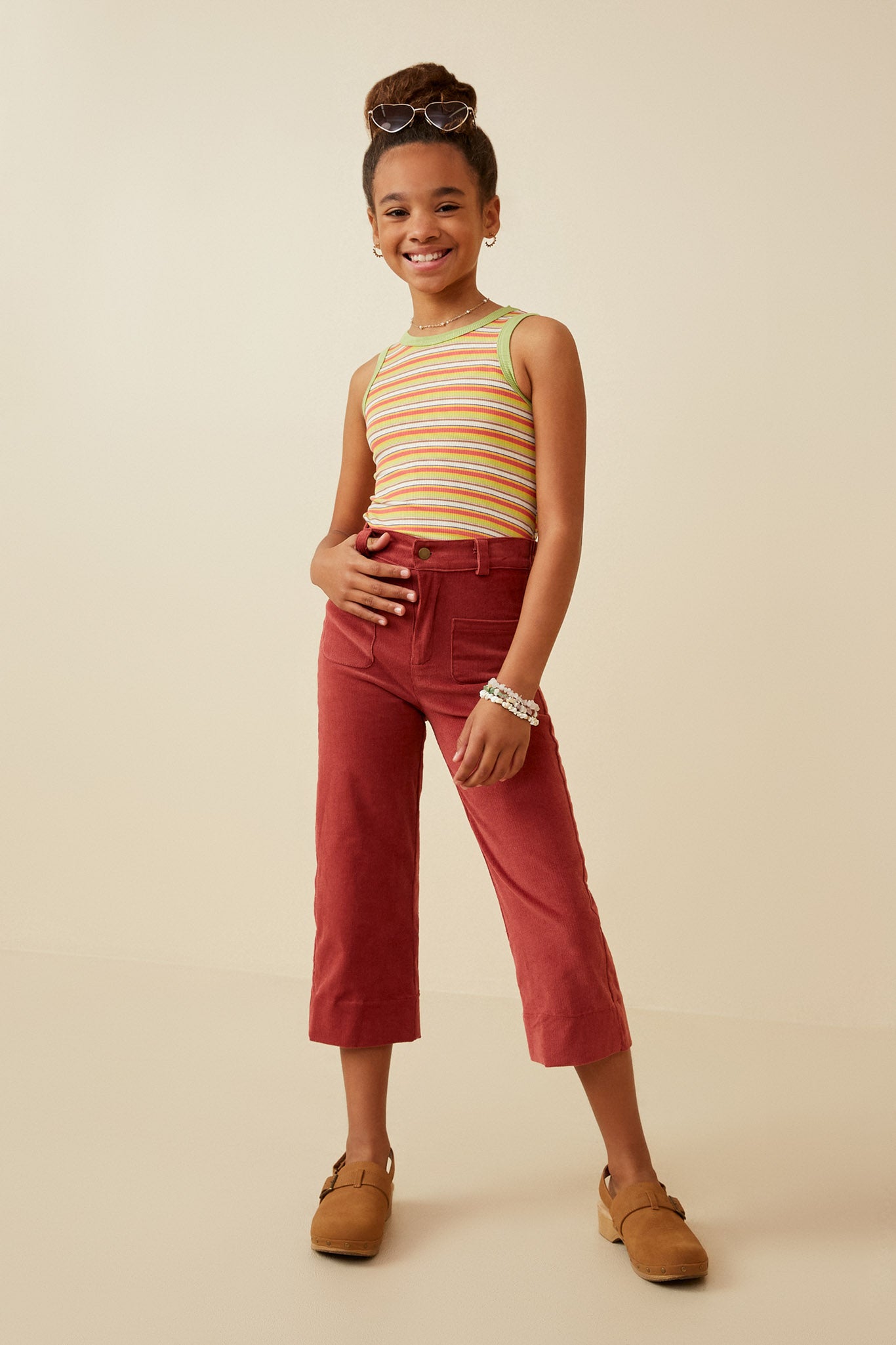 Contrast Binding Striped Knit Ribbed Tank