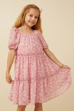 Girls Ditsy Floral Ruffled Tier Dress Front