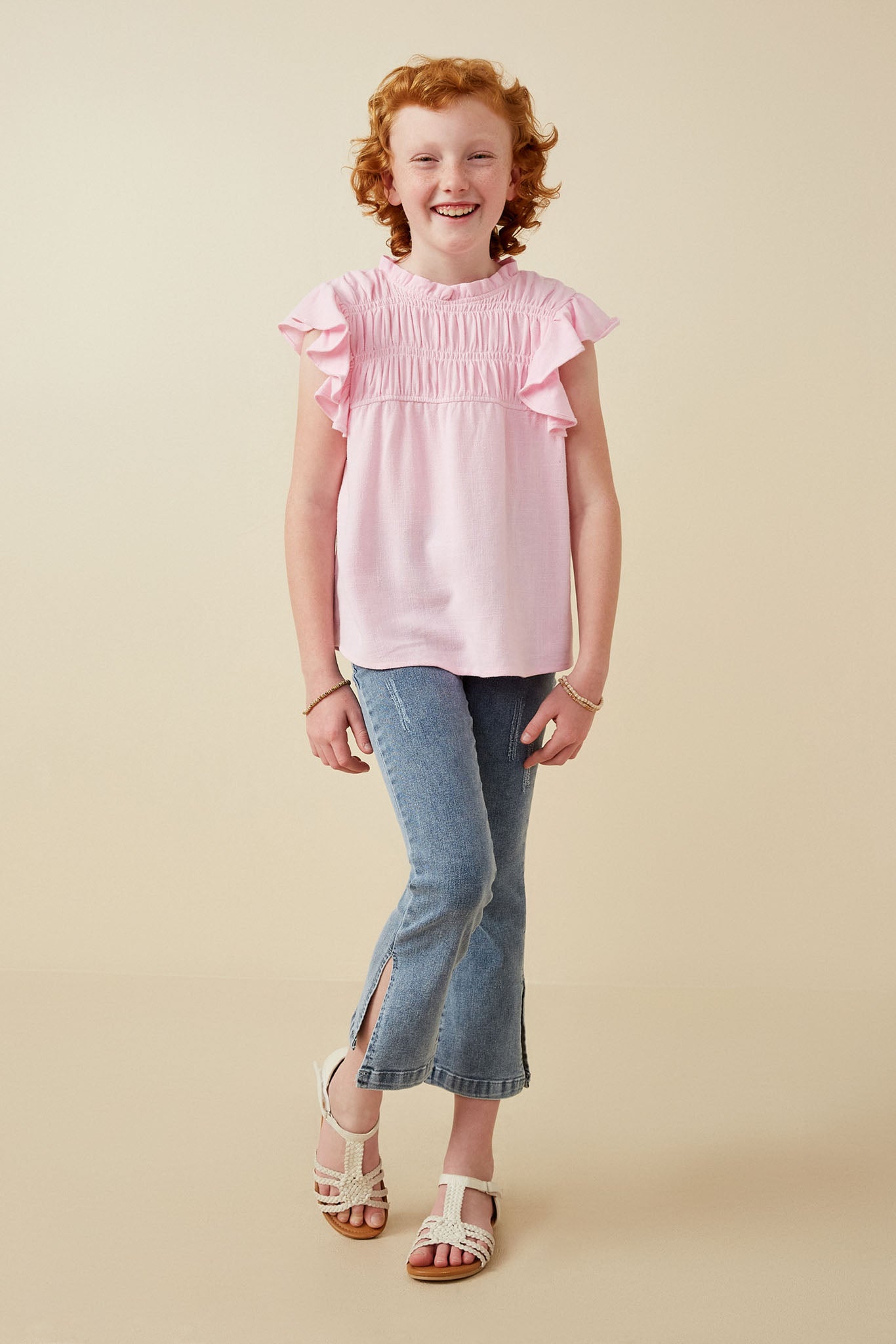 Textured Smocked Ruffle Detail Tank